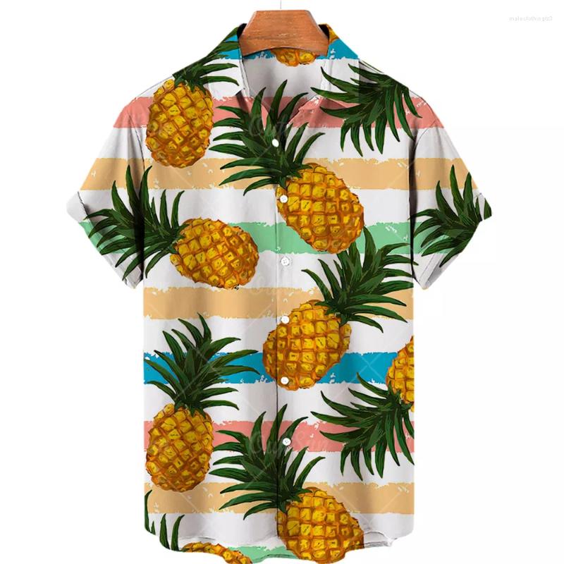 

Men's Casual Shirts 2023 Fashion Shirt For Men Summer Fruit Print Hawaiian Lapel Button Beach Top Vintage Male, Zl-2887