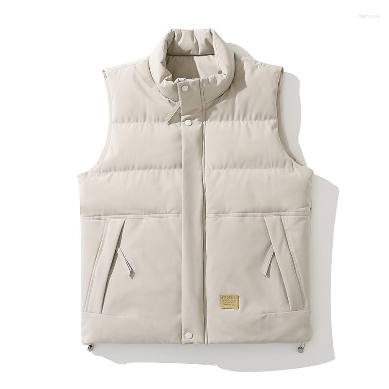 

Men's Vests Ma3 Jia3 Men Waistcoat Vest Down Cotton-padded Clothes Paragraphs Qiu Dong Season Trend Warm Male Leisure Men's Coat, Beige