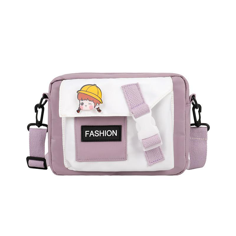 

Japanese Cartoon Nylon Female bag Simple Retro Square Shoulder Student Mobile Phone Bag Messenger Bags