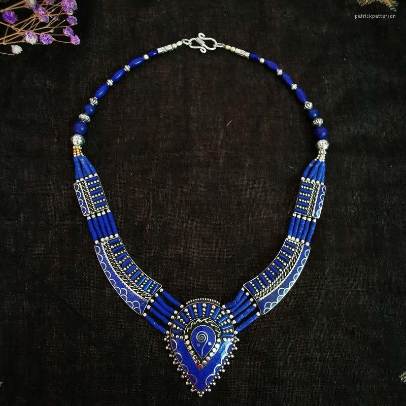 

Pendant Necklaces Nepal Copper Inlaid Colorful Stone Necklace Tibetan Jewelry TNL180