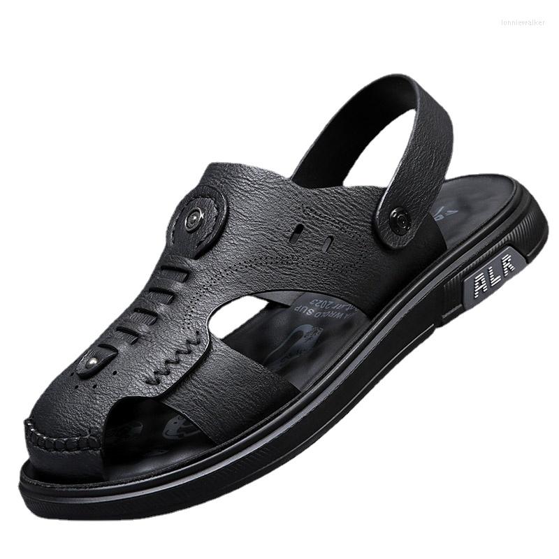 

Sandals 2023 Baotou Beach Shoes Casual Men White Fashion, Gray