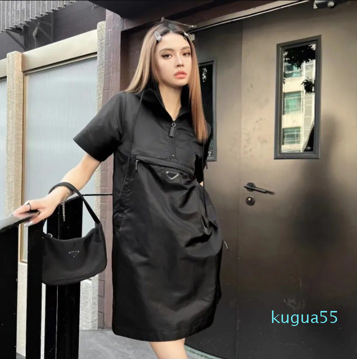 

Fashion-Nylon Dresses Hooded Women Dress Summer Spring Badge Dress Girls Street Style Long Skirts Vacation Casual Dress, Pink