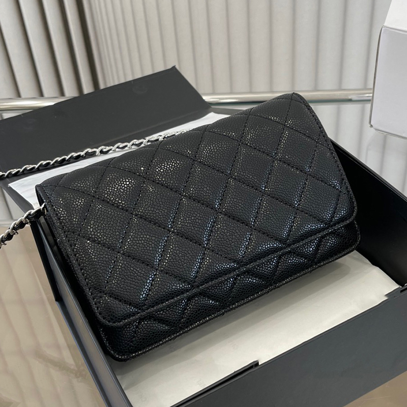 

Designer Bag Luxurys handbags caviar Crossbody bag Fashion Women Shoulder Handbag diamond Lattice Chain Bags Channel Purse Brand ladies Tote Bag Wallet Flap Purses, Black