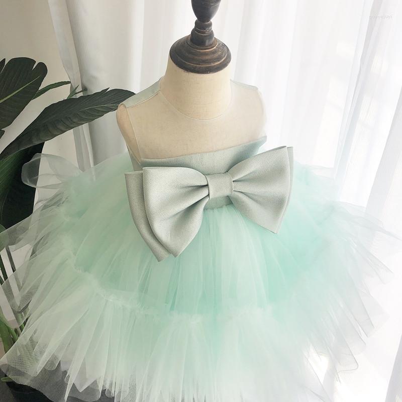 

Girl Dresses Mint Green Flower Girls Party A Line Sleeveless Poshoot Handmade, Picture color