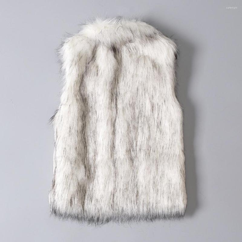 

Women's Vests Fluffy Waistcoat Versatile Women Stand Collar Winter Thermal Warm Thickened Faux Fur Vest Jacket Cold Resistant, White