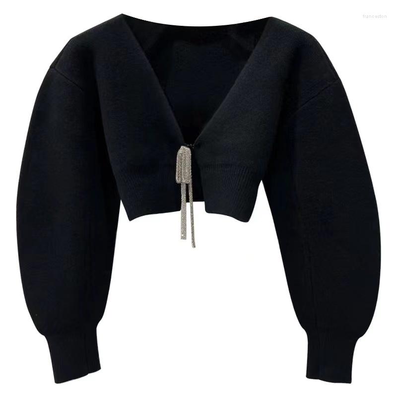 

Women' Knits High-quality V-neck Short Loose And Thin Design Bow Cardigan Jacket