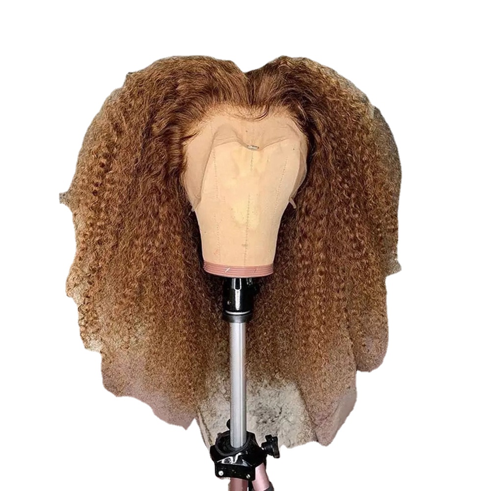 

Hot Lace Front Wig for Black Women Soft Brown 26Inch Long Kinky Curly Honey Blonde 180Density BabyHair Glueless Preplucked Daily, Medium brown