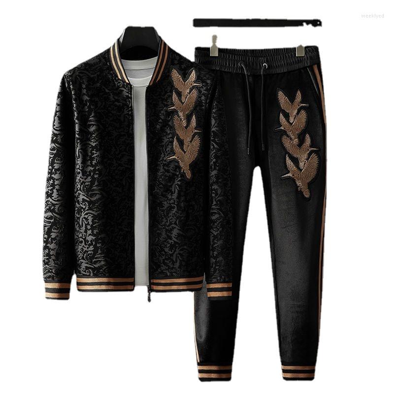 

Men's Tracksuits High-end Men's Casual Suit Jacquard Embroidery Bird Sports Baseball Fashionable Spring And Autumn, One coat