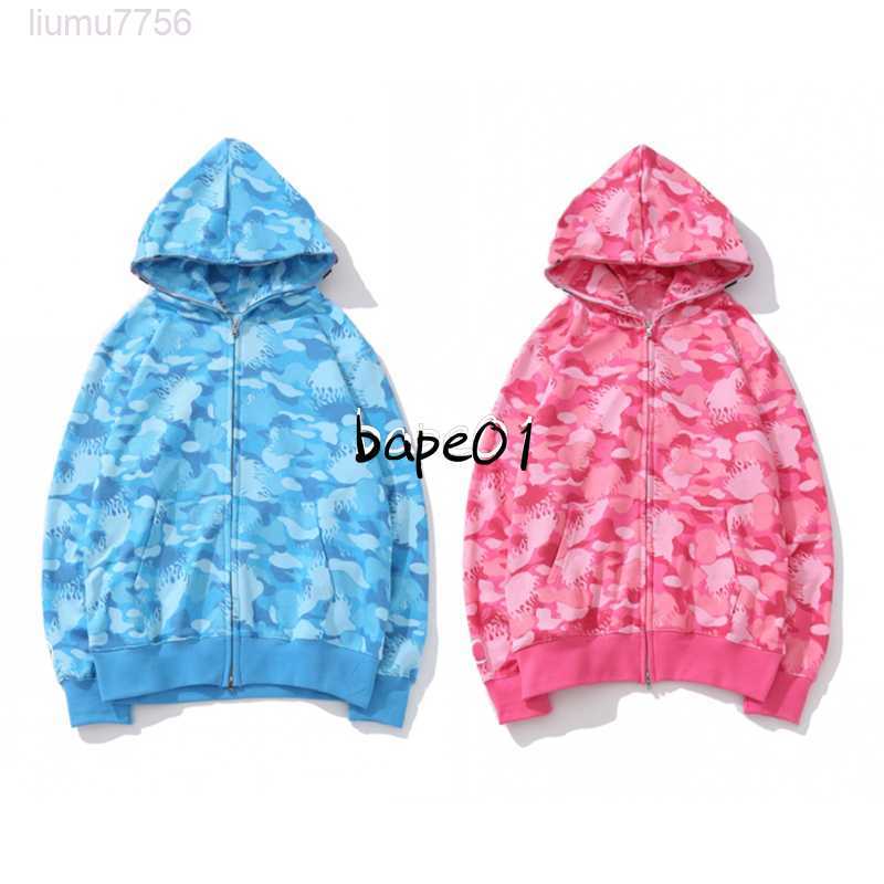 

Blue Fashion Mens Designer Hoodies Pink Men Women Camouflage Pattern Jacket Long Sleeve Mens Hip Hop Sweatshirts Size M-2XL KZZ0