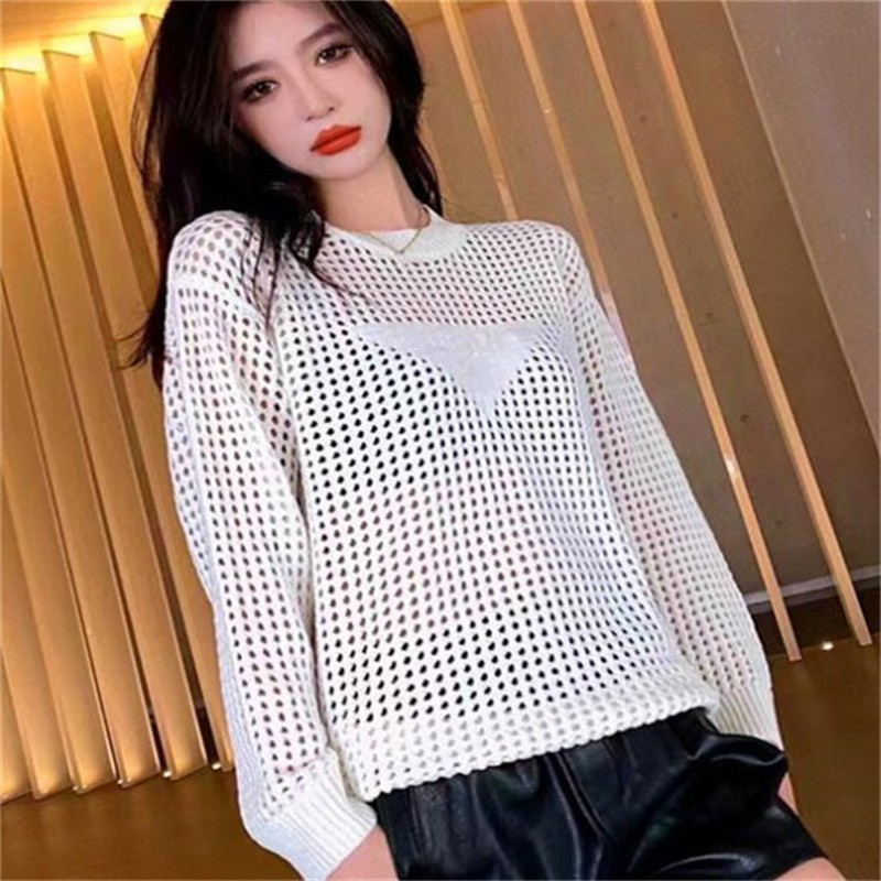 

Women' Knits Wear Designer Hollow Front Letter Embroidery Loose Tops Long Sleeve Tees Comfortable Personality Fashion Womens Clothing, Pink