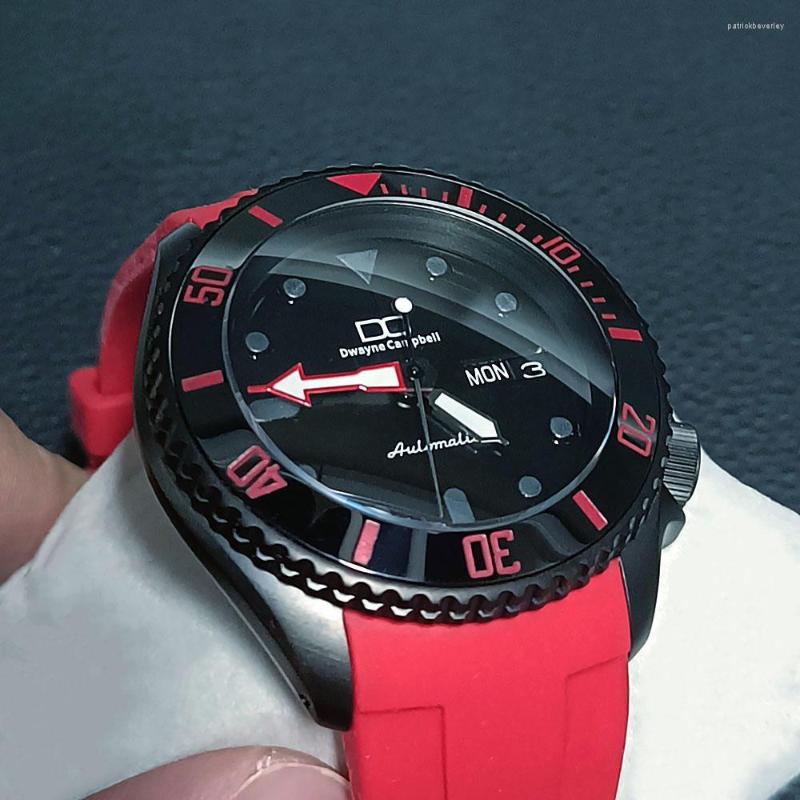 

Wristwatches 40.5mm Men's Watch Ceramic Bezel Water Resistant Convex Glass 316 Stainless Steel NH36 Movement SKX007 Case Rubber Strap, No.7