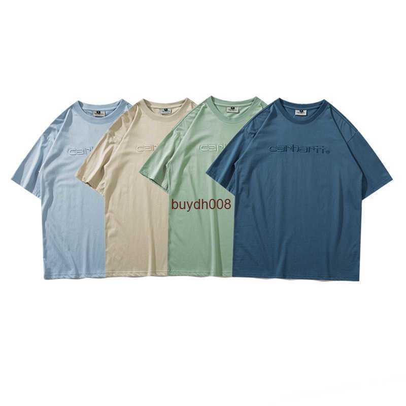 

Rk9q 2023 Men's and Women's Fashion t Shirt High Street Brand Carhart Label Three-dimensional Letter Embroidered Youth Lovers Loose Commute Casual Short Sleeve, Light green