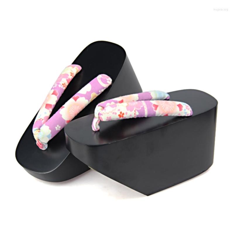 

Sandals Women's Summer Wood Super High Heel Geisha Cosplay Shoes Beautiful Matte Painted Flip Flops Classic Japan Geta
