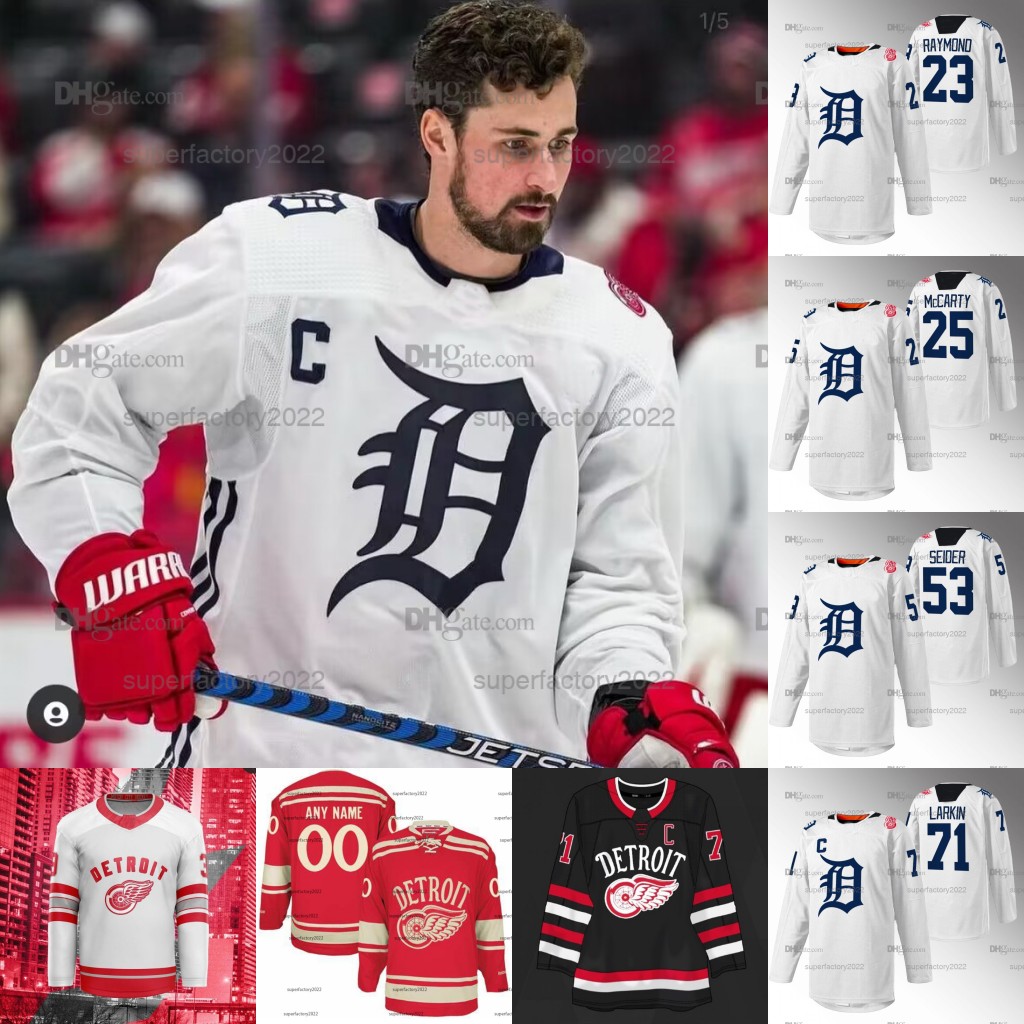 

Custom 2023 DRW Tigers Night Red Wings Jersey Detroit Moritz Seide Dylan Larkin Ville Husso Lucas Raymond Tyler Bertuzzi Michael Rasmussen Dominik Kubalik, Green