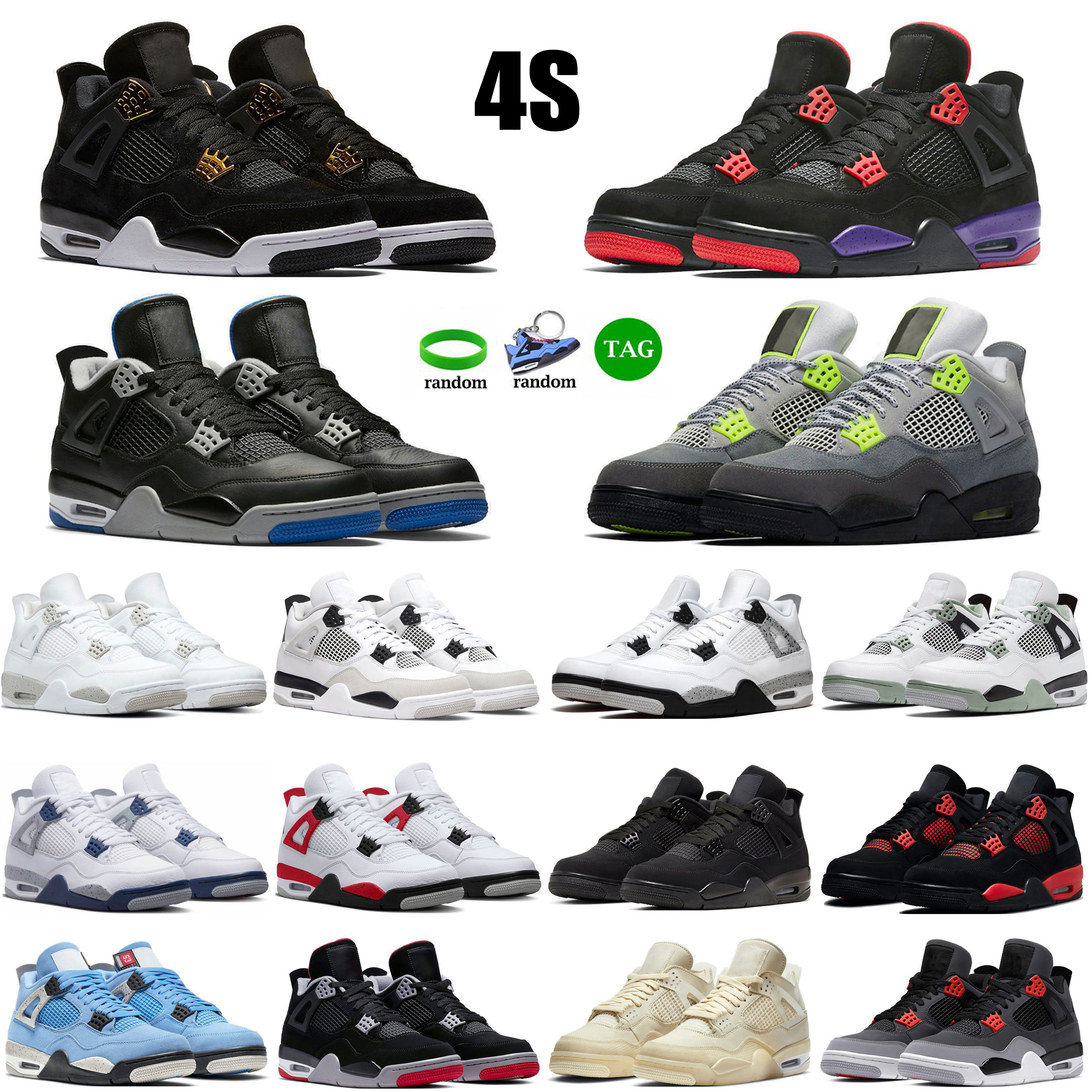 

4s basketball shoes Pine Green Seafoam Military Black navy 4 men Red Thunder Photon Dust Sail Black Cat White Oreo Pure Money Infrared Royalty women mens sneakers, 12
