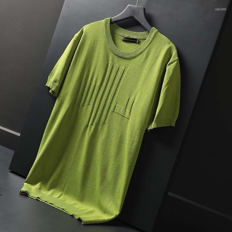 

Men's T Shirts 2023 Summer Short Sleeve Shirt Men Fashion Knitted Casual T-shirts Ice Silk Breathable Round Neck Tee Tops Streetwear A30, Black