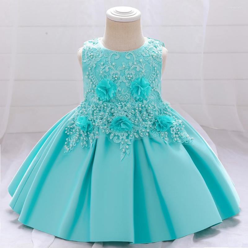 

Girl Dresses Infant 1st Birthday Flower Dress For Baby Baptism Princess Kid Clothing First Communion Party 1-5 Y Vestidos, Champagne