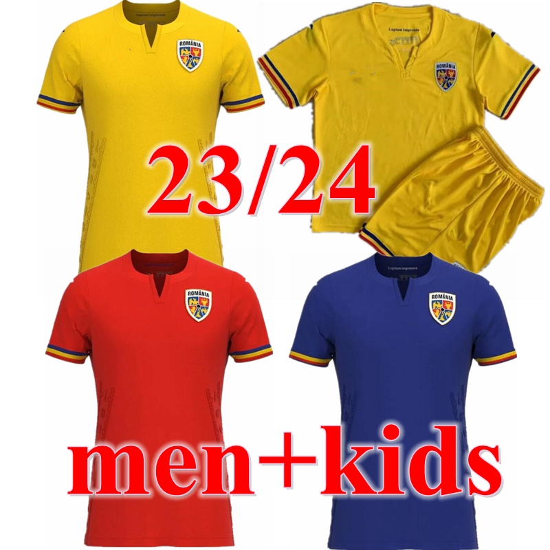 

2023 Romania soccer jerseys kids kits Home yellow away red football shirt 23 24 Hagi Dennis Third Men kit uniforms