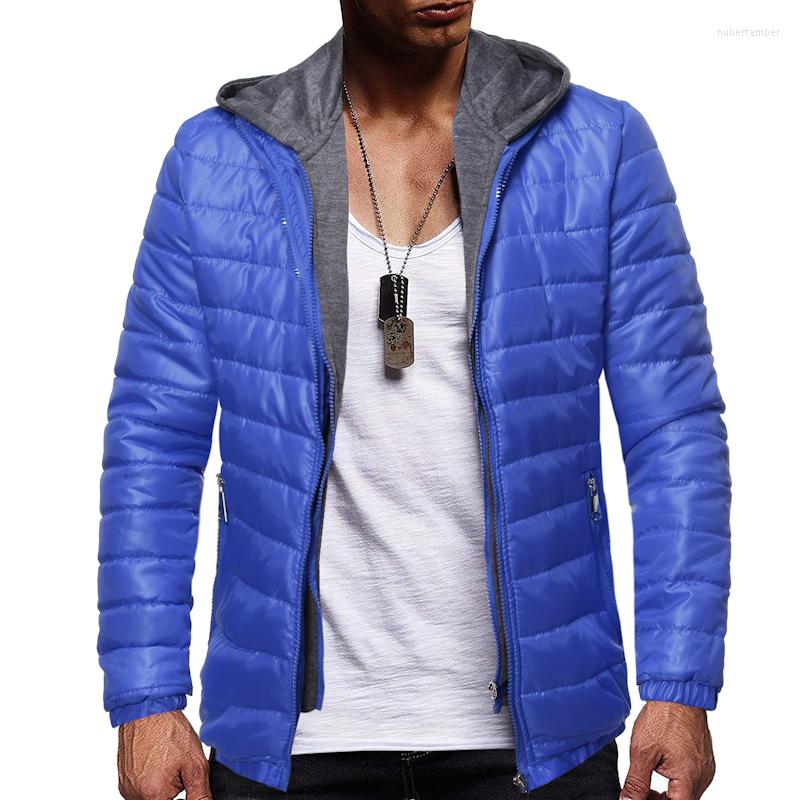 

Men's Down Winter Quilted Padding Jacket Slim Hooded Padded Outwear Five Colors, Black