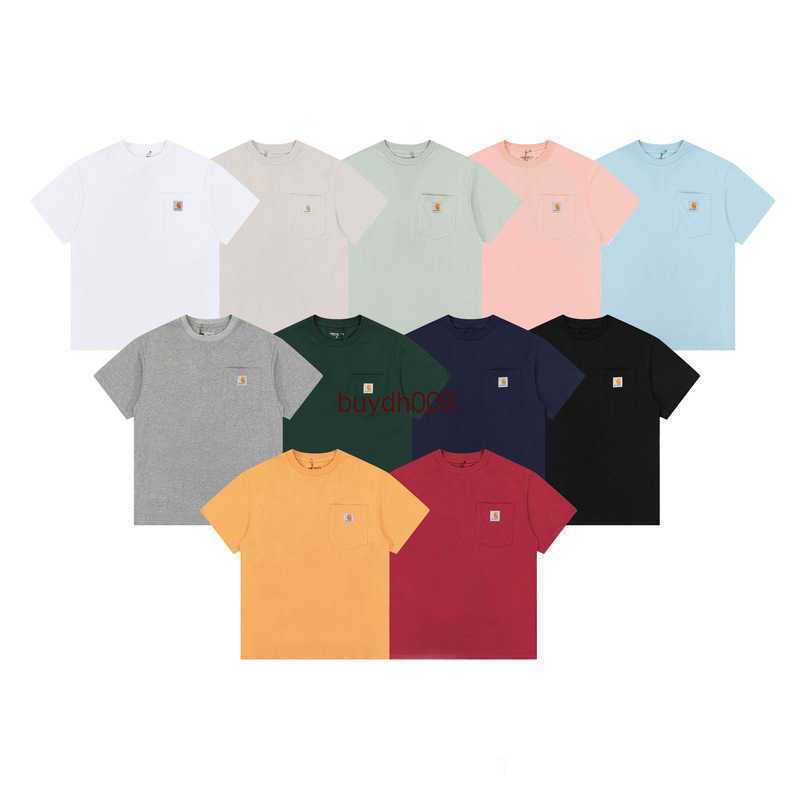 

Us9k 2023 Men's and Women's Fashion t Shirt High Street Brand Carhart Classic Pocket Small Square Label Short Sleeve Tee Round Neck Workwear Simple Underlay, Apricot