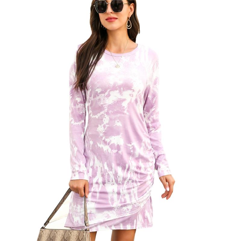 

Women's Swimwear Amazon's Autumn Tie Dye Long Sleeve Dress, Blue
