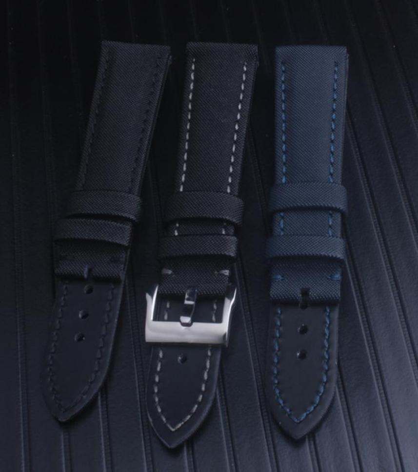 

High Quality Men black Blue Waterproof watchband Diving Silicone Rubber Watch Fifty Fathoms Navy Blue Sailcloth Sail Strap Band 236307054
