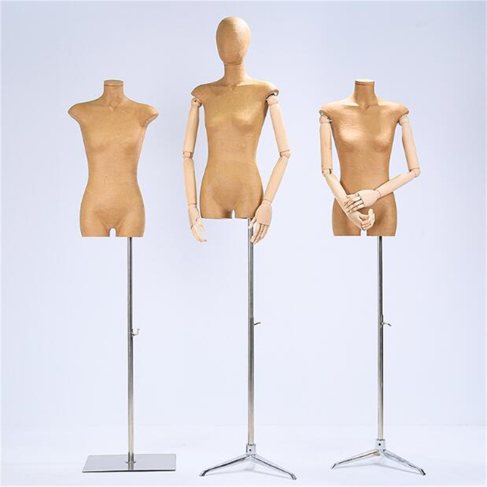 

12style Female Cloth Dress Mannequin For Full Sewing Kraft Paper Flat Chest Body Dress No Hand Jewelry Display Adjustable Rack E176
