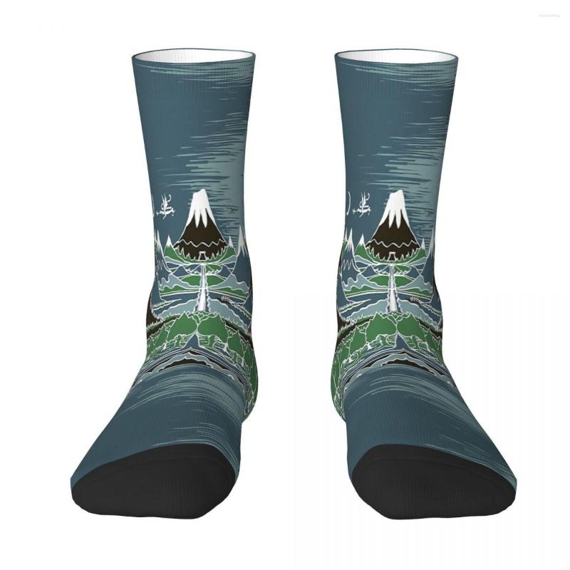

Men's Socks Midnight Forest Mountain Path In The Style Of J R Tolkien Sock Men Women Polyester Stockings Customizable Sweetshirt, White