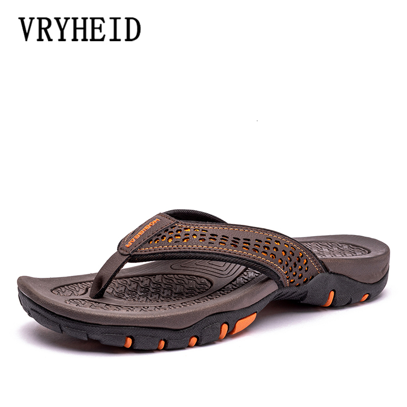 

Slippers VRYHEID Men's Slippers Summer Beach Shoes Nonslip Sport Flip Flops Comfort Casual Thong Sandals Outdoor Big Size 4050 230413, Dark brown