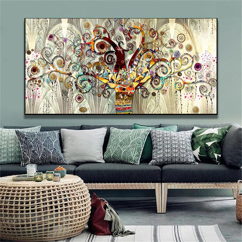 

Tree of life by Gustav Klimt Landscape Wall Art Canvas Scandinavian Posters and Prints Modern Wall Art Picture for Living Room