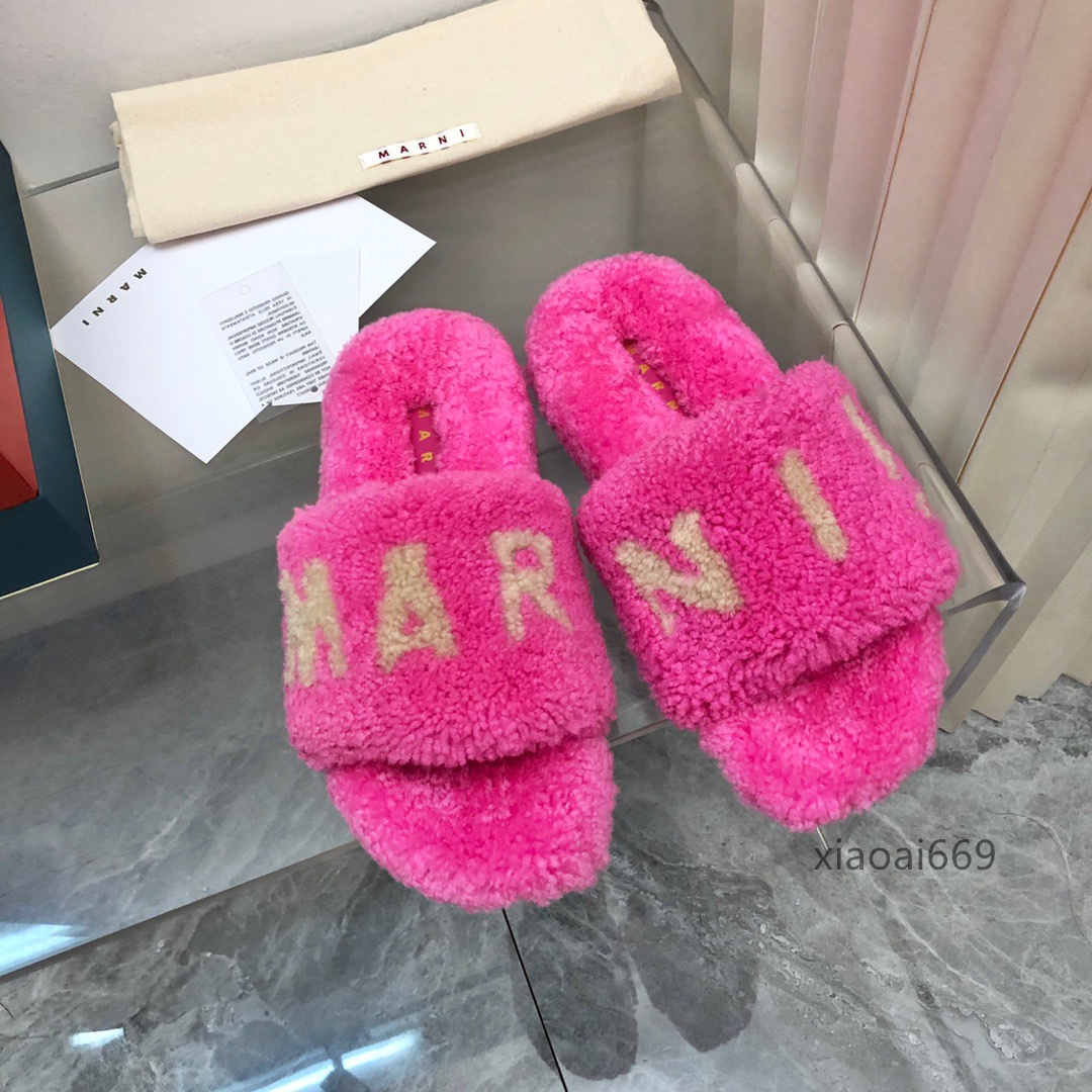 

high quality fuzzy shoes wool slippers inside Genuine Leather women's Marni Jane designer classic low top leather wool Lacing thick bottom heightening shoes