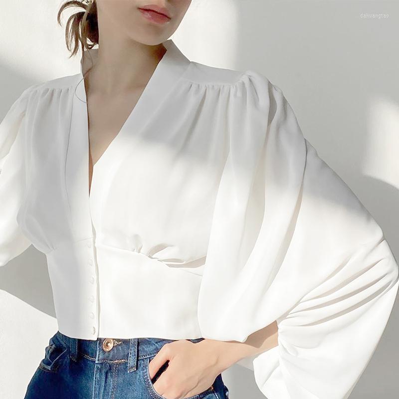 

Women' Blouses Long Sleeve Deep V-Neck Solid Women Spring Office Lady Female Blouse 2023 Trend Loose Casual Elegant Ladies Tops, Red