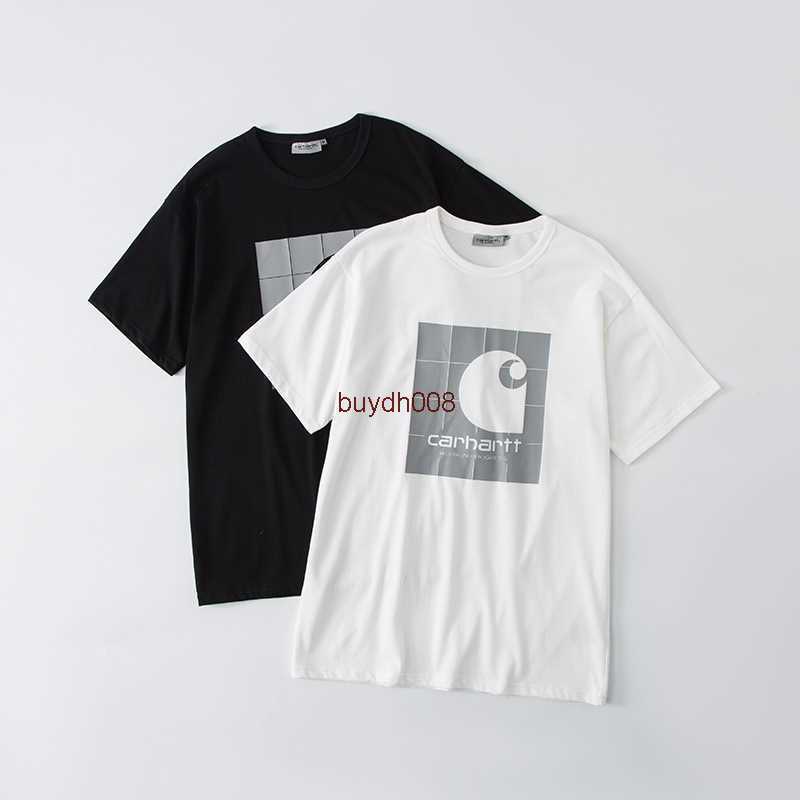 

Niqi 2023 Men' and Women' Fashion t Shirt High Street Brand Carhart Reflective Printing Short Sleeve Round Neck Loose Ins Workwear Casual Versatile for, White5