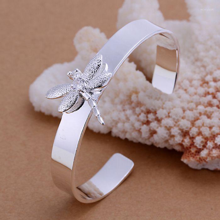 

Bangle Silver Plated Trendy Jewelry Inlaid Zircon Dragonfly Wholesale Oqak LB041