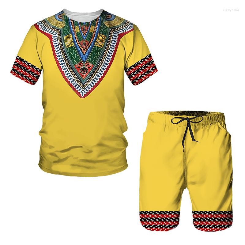 

Men's Tracksuits Summer 3D African Printed Casual Mens Shorts Sets Couple Tracksuit Outfits Vintage T Shirts Male/Female Set