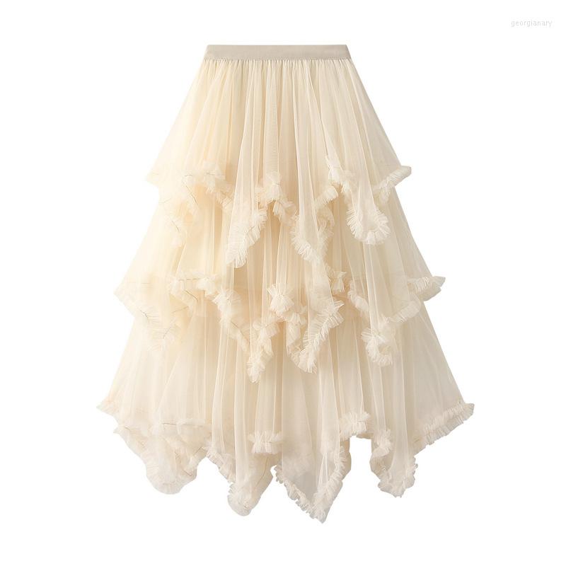 

Skirts Ashgaily Fluffy Long Skirt Women 2023 Summer Mesh Ladies Vintage Elastic High Waisted Tulle Ball Gown Female, Nzdk999g1