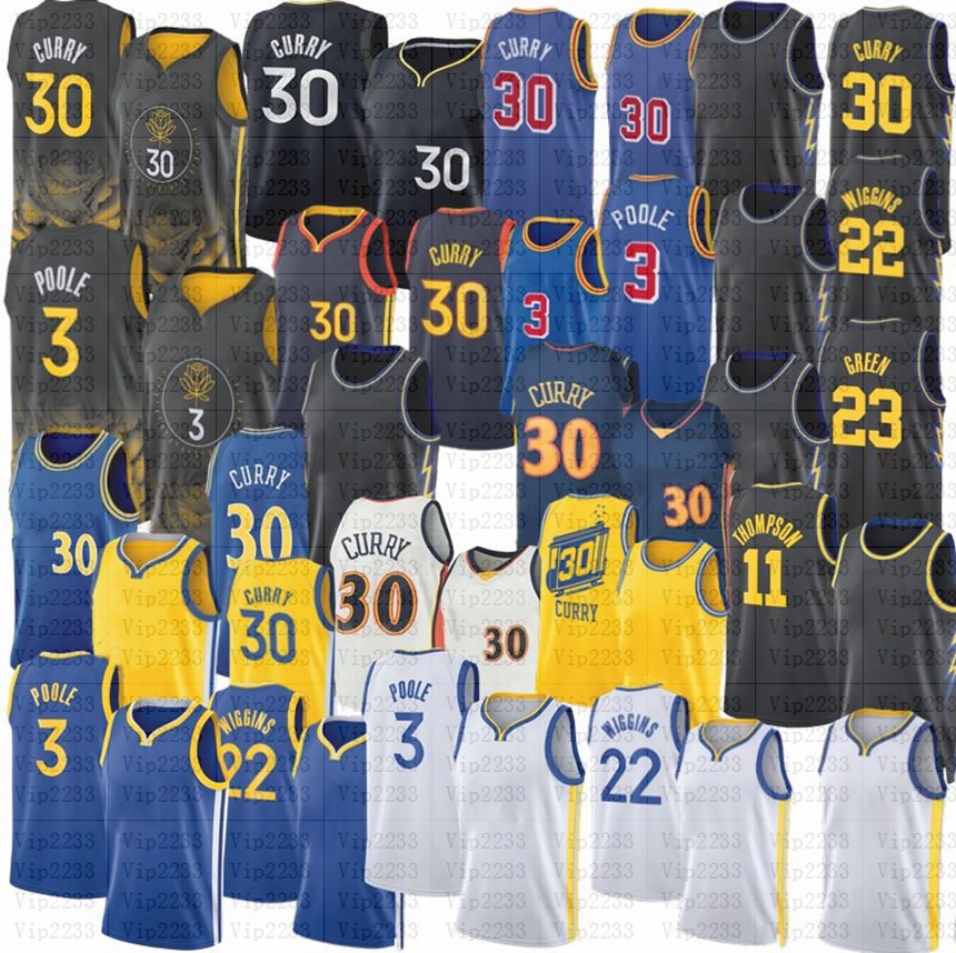 

Vintage Stephen Curry Klay Thompson Basketball Jerseys Draymond Green Andrew Wiggins Poole 2022 2023 City Shirt Edition Blue Black Jersey 30 11 23, As