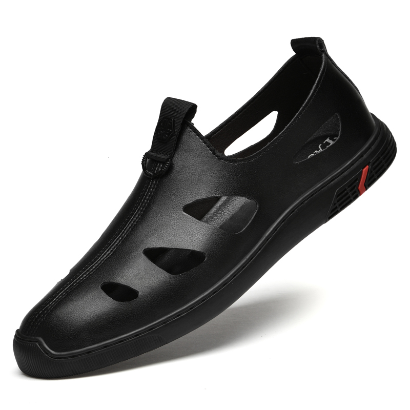 

Sandals Summer Sandals Men Leather Classic Business Sandals Soft Slipper Outdoor Beach Shoes Men Sandals Breathable Leather Shoes 230413, Auburn