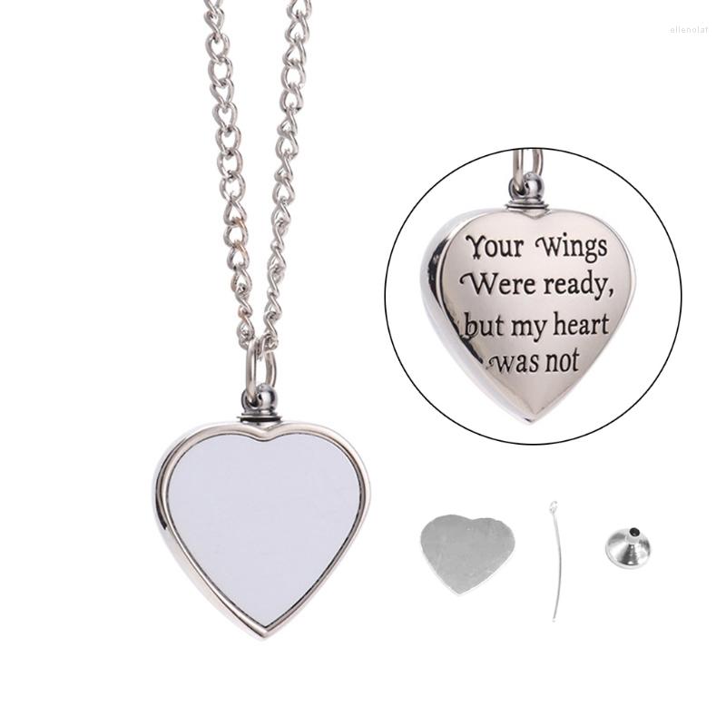

Pendant Necklaces H9ED Flat Chain Necklace Sublimation Couple Urn Heart Tag Jewelry