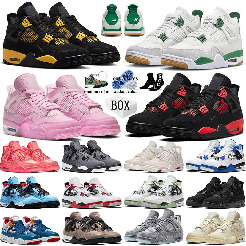 

Off Sail Retro 4 Men Basketball Shoes Jordans4 SB x Pine Green Jorde 4s IV Thunder Red Military Black Cat Kaws Grey Mens Women J4 Trainers Sneakers Size 13, 48 40-47