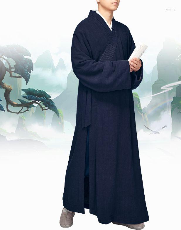

Ethnic Clothing Unisex Winter Warm Buddhist High Quality Cotton&linen Shaolin Monk Suits Buddha Robe Gown Zen Lay