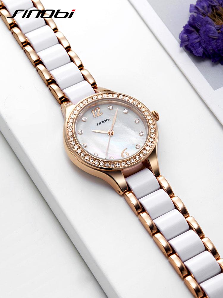 

2023 SINOBI Fashion Women's Bracelet Watches For Elegant Ladies Watches Rose Gold Wristwatch Diamond Female Clock Relojes Mujer, Color-3