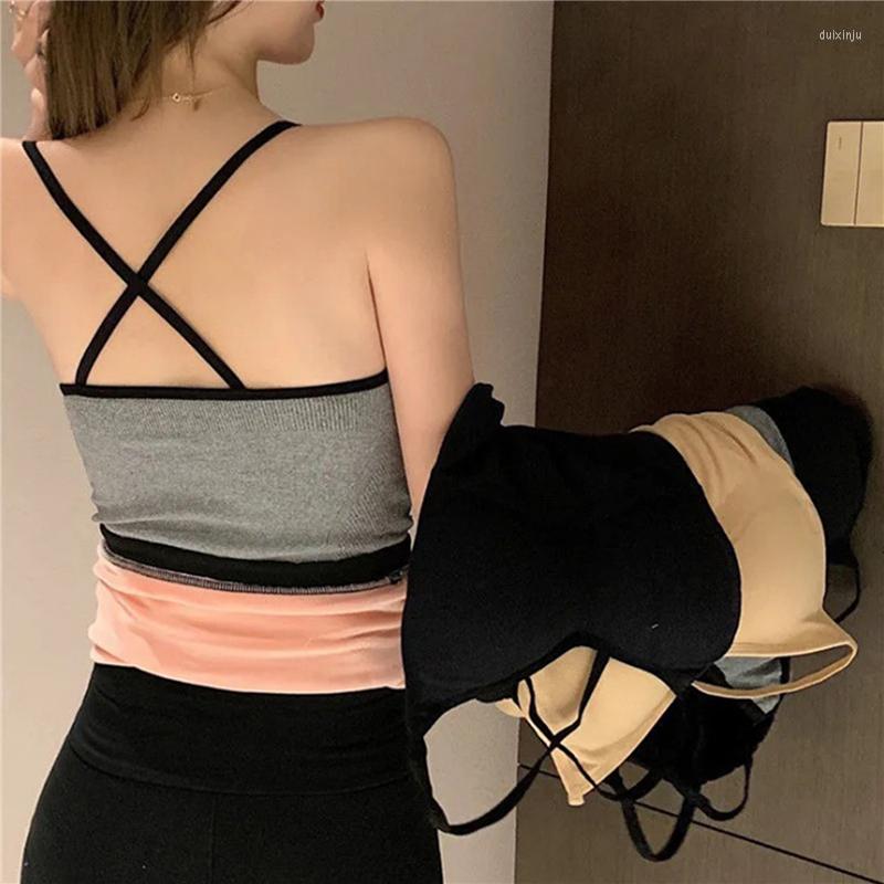 

Camisoles & Tanks Thermal Underwear Vest Winter Women Simple Solid With Chest Pad Camisole Slim Warm Female, Black