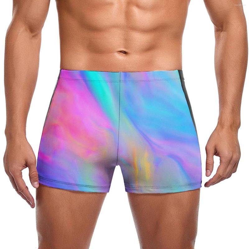 

Men' Swimwear Colorful Tie Dye Swimming Trunks Neon Flow Print Quick Dry Swim Boxers Beach Plus Size Men Swimsuit, Style