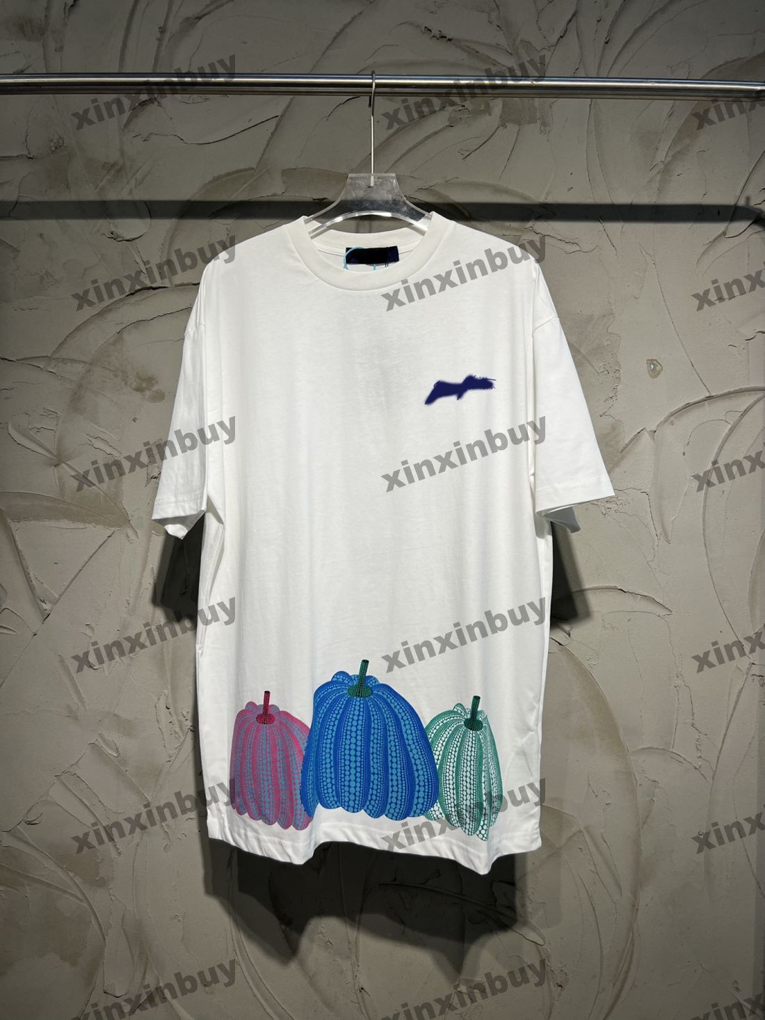 

xinxinbuy Men designer Tee t shirt 23ss Paris Colorful pumpkin hem short sleeve cotton women Black White blue gray XS-2XL