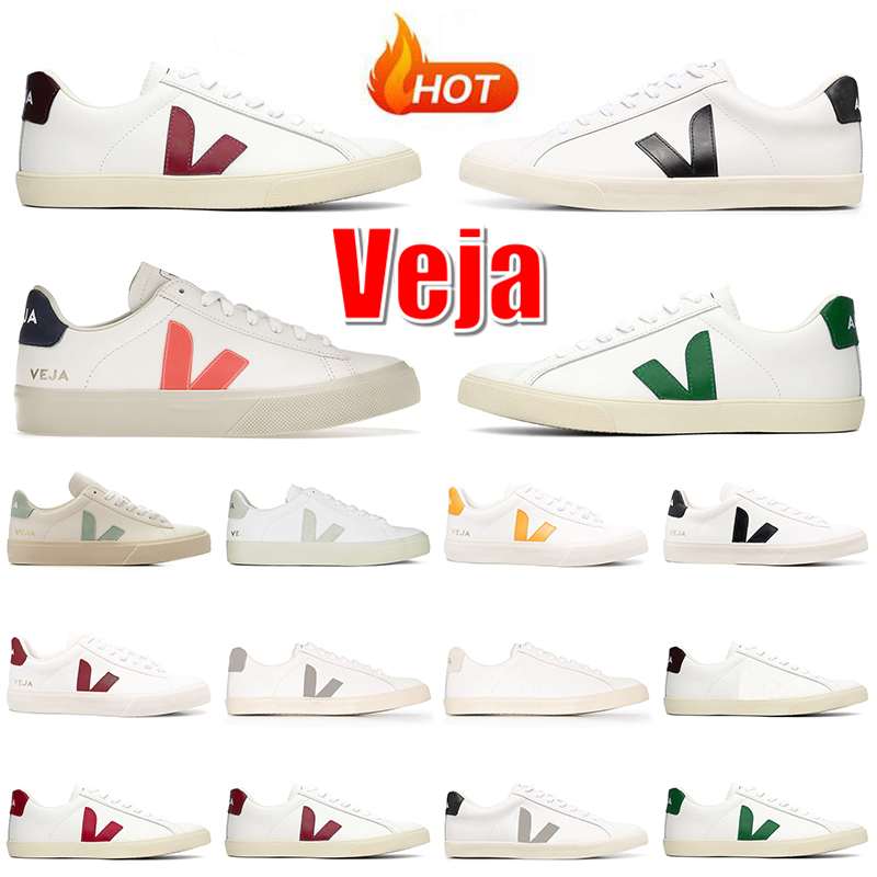 

2023 Designer Sneakers Veja Women Shoes Leather Black White Platform Skate Low Vintage Couples Vegetarianism Style Og Vejas Plate-forme Casual Loafers Shoe, B17 v-10white red