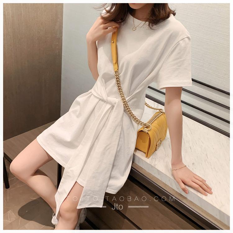 

Casual Dresses Short Sleeve T-shirt Dress Women's 2023 Summer Slim Mini Streetwear, Black