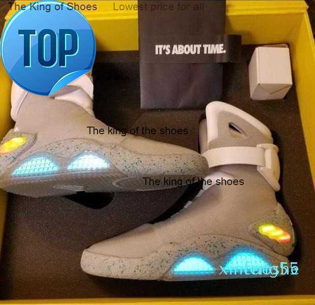 

TOP Automatic Laces Sneakers Led Shoes Dark Gray Marty Mcfly 'S Lighting Up Mags Black Red Air Mag Back To The Future Glow In The With Box, Men us8=uk7=eur41