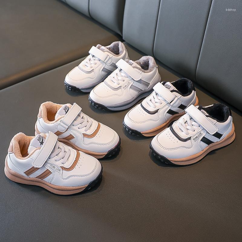 

Athletic Shoes Kids Wide Boys Girls Litter Big Children Pu White Plush Sports Training Running Tennis Breathable Sneakers Girl, Black