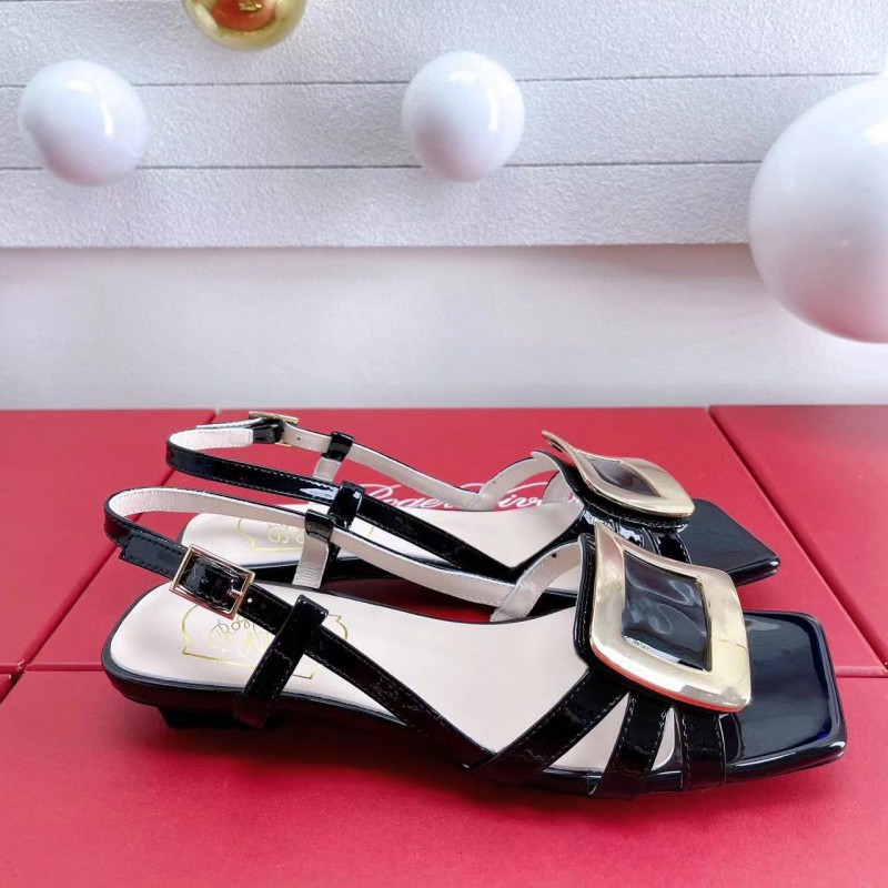 

Fashion Brand Women Sandals Genuine Leather Ladies Pumps Square Toes High Chunky Heels Sandals For Female Buckle Decor Shoes, As pic